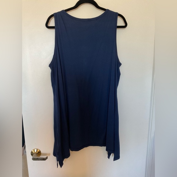 Allen Allen Navy Tank with Faux Buttons in Size 1X - Picture 4 of 5